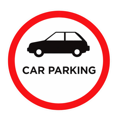 Smeeps Car Parking Sticker – 15.24 × 14.73 cm (6 × 5.8 Inch) Premium Vinyl Decal | Circular Car Parking Sign | Waterproof UV Resistant Wash Proof | Pack of 1
