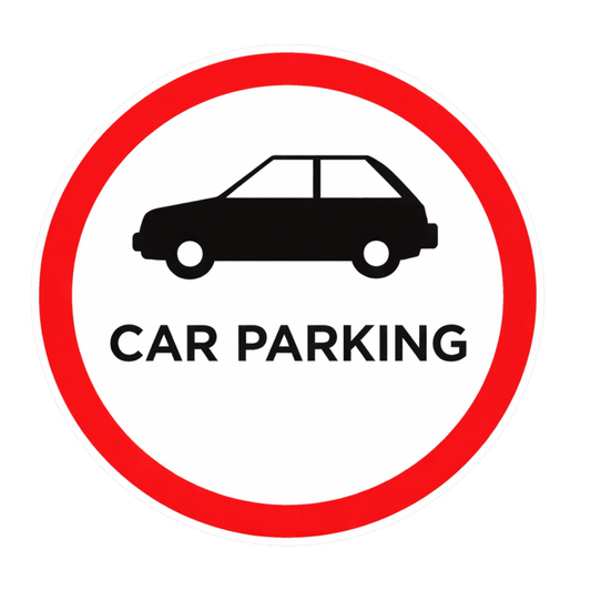 Smeeps Car Parking Sticker – 15.24 × 14.73 cm (6 × 5.8 Inch) Premium Vinyl Decal | Circular Car Parking Sign | Waterproof UV Resistant Wash Proof | Pack of 1
