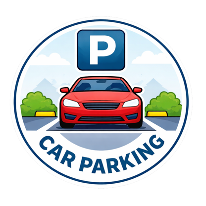 Smeeps Car Parking Sticker – 15.24 × 14.22 cm (6 × 5.6 Inch) Premium Vinyl Decal | Round Car Parking Sign with “P” Symbol | Waterproof UV Resistant Wash Proof | Pack of 1