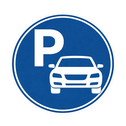 Smeeps Car Parking Sticker – 16.51 × 15.75 cm (6.5 × 6.2 Inch) Premium Vinyl Decal | Round Blue “P” Car Parking Sign | Waterproof UV Resistant Wash Proof | Pack of 1