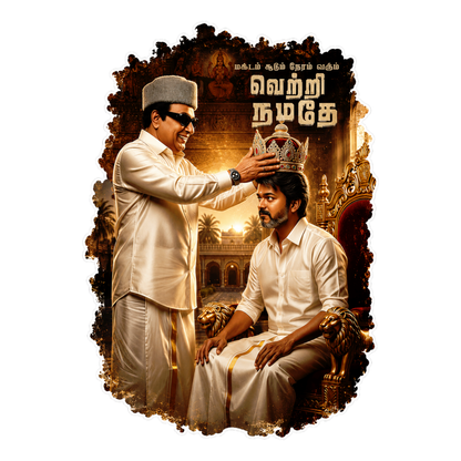 Thalapathy Vijay “Vetri Namadhe” Die-Cut Sticker – 10.67 × 7.62 cm (4.2 × 3 Inch) Waterproof UV Resistant Vinyl Car & Bike Sticker for Car, Helmet, Laptop & Rear Glass | Premium Tamil Political Fan Art Decal Pack of 1