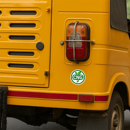 Smeeps CNG Round Leaf Sticker – 10.16 x 10.16 cm Eco Green Circle Car & Bike Vinyl Decal | Waterproof | Clear CNG Fuel Identification