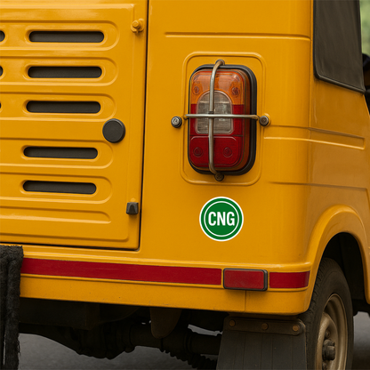 Smeeps CNG Bold Round Sticker – 10.16 x 10.16 cm Solid Green Circle Car & Bike Vinyl Decal | Waterproof | Clear Fuel Type Identification