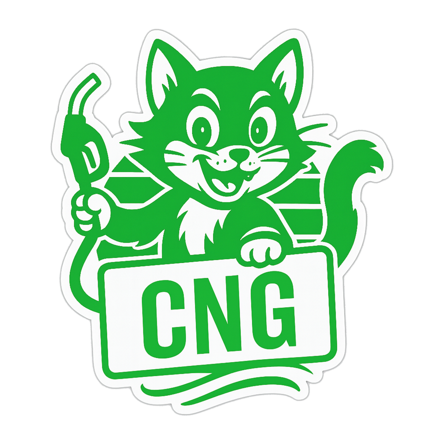 Smeeps CNG Cat Sticker – 10.16 x 9.2 cm Cute Green Kitty Fuel Type Car & Bike Decal | Waterproof Vinyl | Fun & Clear CNG Indicator