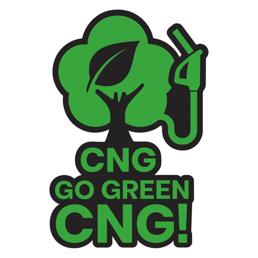 Smeeps CNG Go Green Sticker – 10.16 x 9 cm Eco Tree & Fuel Nozzle Design Car & Bike Vinyl Decal | Waterproof | Environmental CNG Identification