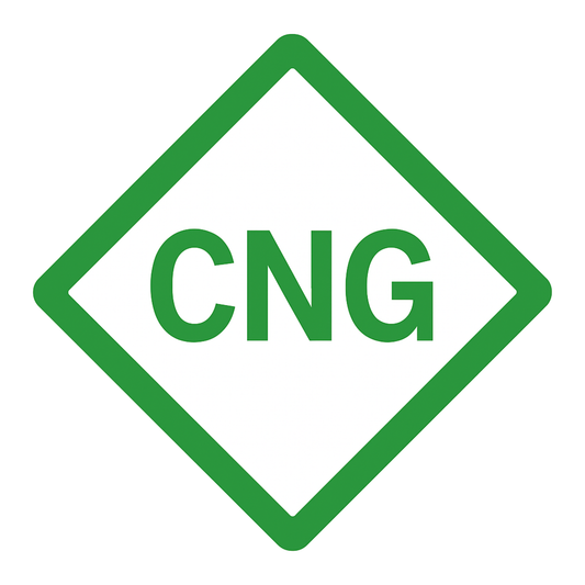 Smeeps CNG Diamond Sticker – 10.16 x 10.16 cm Green Hazard-Style Car & Bike Vinyl Decal | Waterproof | Clear CNG Fuel Identification