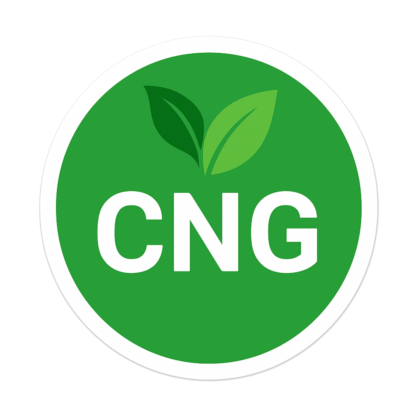 Smeeps CNG Leaf Round Sticker – 10.16 x 10.16 cm Eco Green Circle Car & Bike Vinyl Decal | Waterproof | Clear CNG Fuel Identification