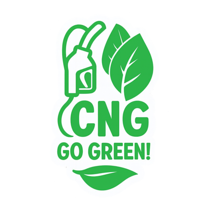 Smeeps CNG Go Green Sticker – 12.7 x 7.62 cm Eco Leaf & Nozzle Design Car & Bike Vinyl Decal | Waterproof | Clean Fuel Identification