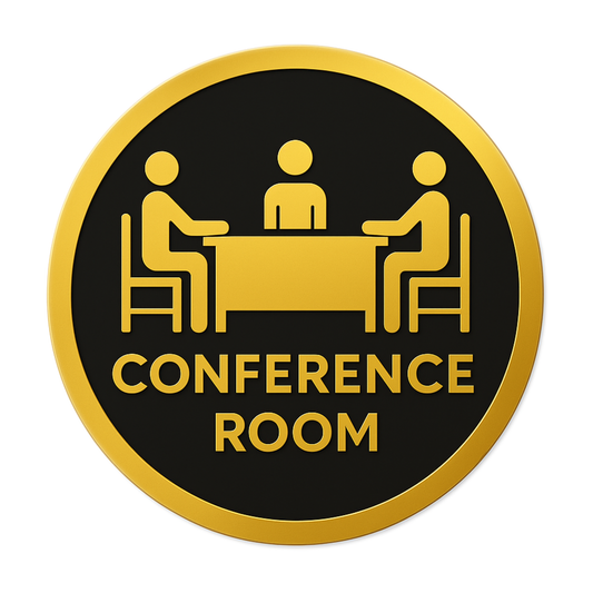 Pack of 2 | Smeeps Conference Room Sticker – 15.24 cm Round | Bold Gold & Black Design | Office Door/Wall Sign | Waterproof & UV-Proof Vinyl