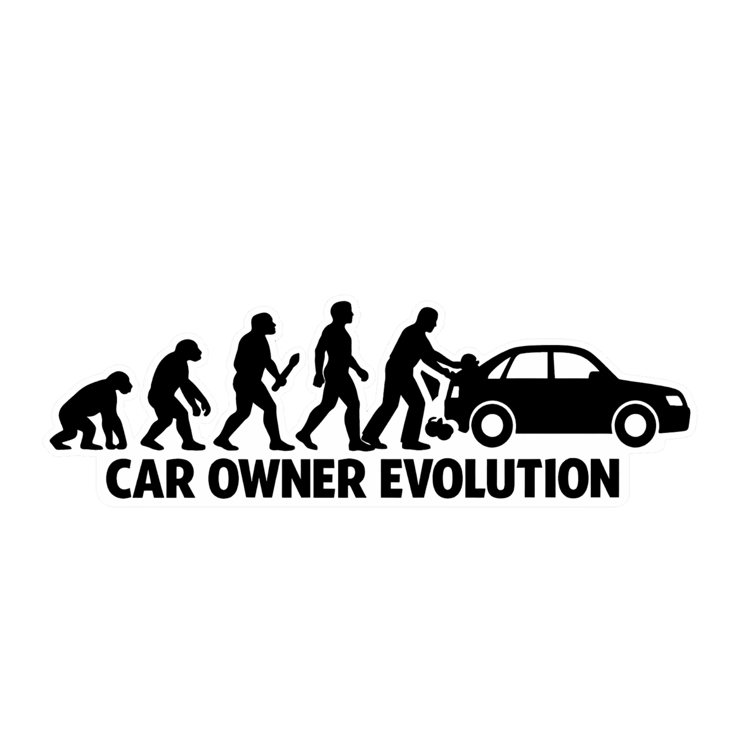 Smeeps Car Owner Evolution Sticker – 12.7 × 4.07 cm (5 × 1.6 Inch) Waterproof Vinyl Car Decal | Funny Car Enthusiast Sticker | UV Resistant | Pack of 1