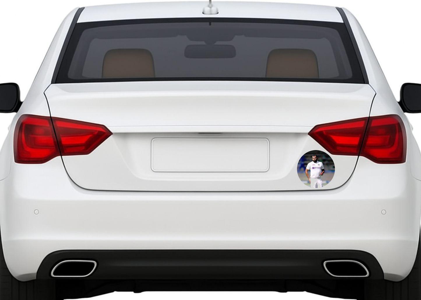 Smeeps Mohammed Shami Sticker – 10.16 cm (4 Inch) Indian Fast Bowler Fan Vinyl Decal | Waterproof UV Resistant Round Car & Bike Sticker