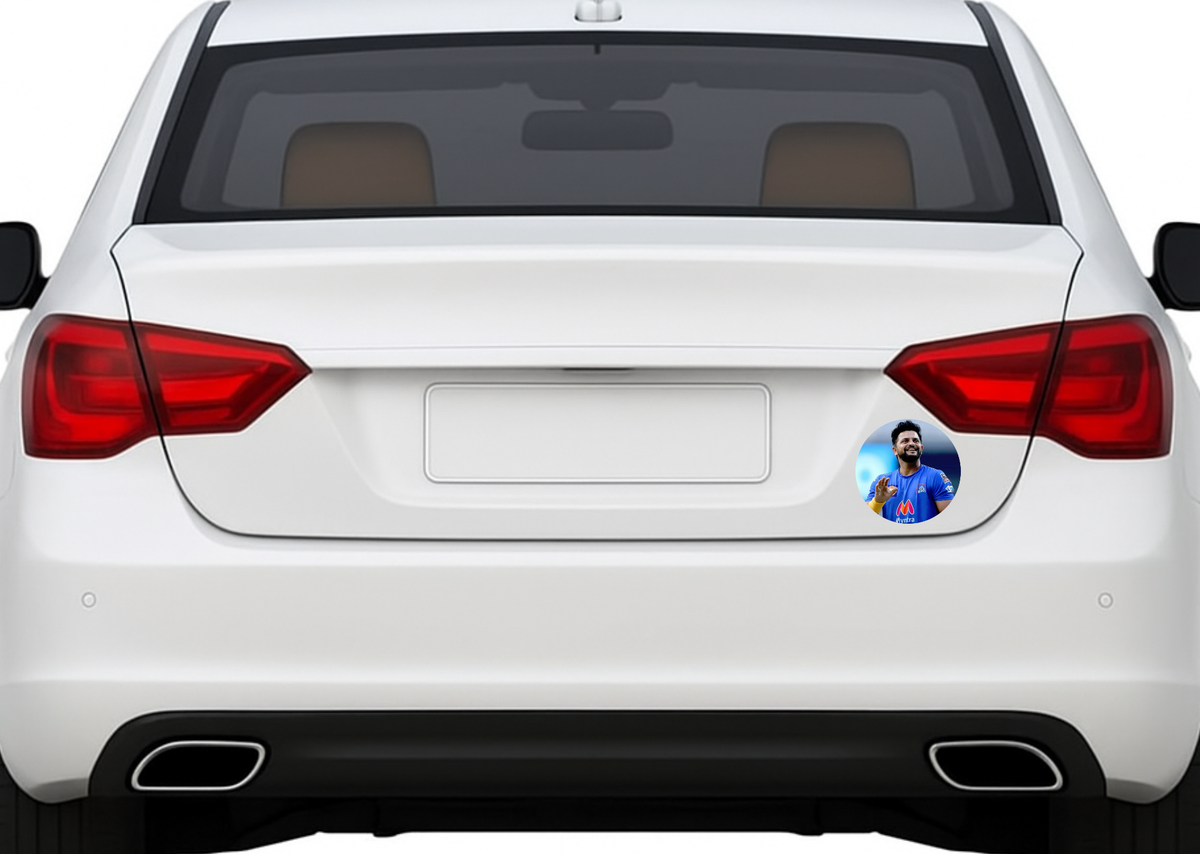 Smeeps Suresh Raina Sticker – 10.16 cm (4 Inch CSK Legend Fan Vinyl Decal | Waterproof UV Resistant Round Car & Bike Sticker