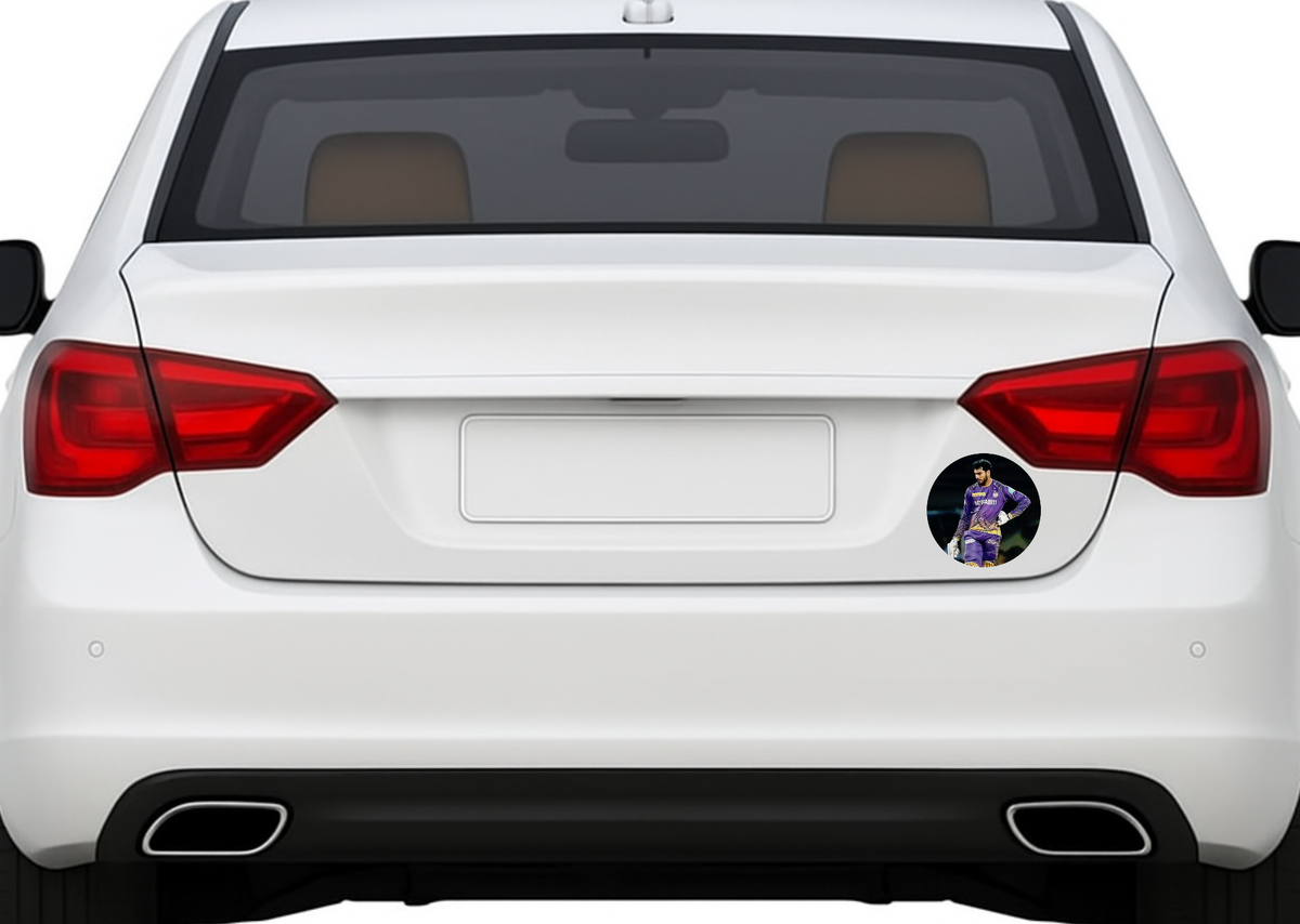 Smeeps Rahmanullah Gurbaz Sticker – 10.16 cm (4 Inch) KKR Cricket Star Fan Vinyl Decal | Waterproof UV Resistant Round Car & Bike Sticker