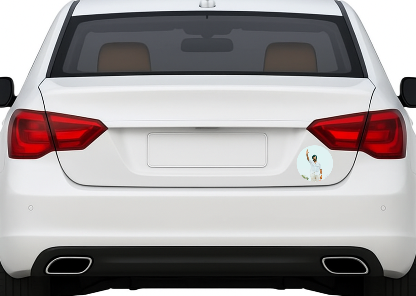 Smeeps Pawan Kalyan Waving Pose Sticker – 10.16 cm (4 Inch) Round Political Vinyl Decal | Waterproof UV Resistant Car & Bike Sticker