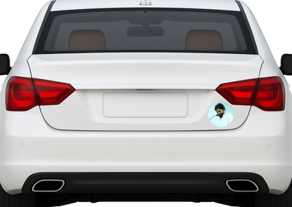Smeeps Pawan Kalyan Humble Smile Pose Sticker – 10.16 cm (4 Inch) Round Political Vinyl Decal | Waterproof UV Resistant Car & Bike Sticker