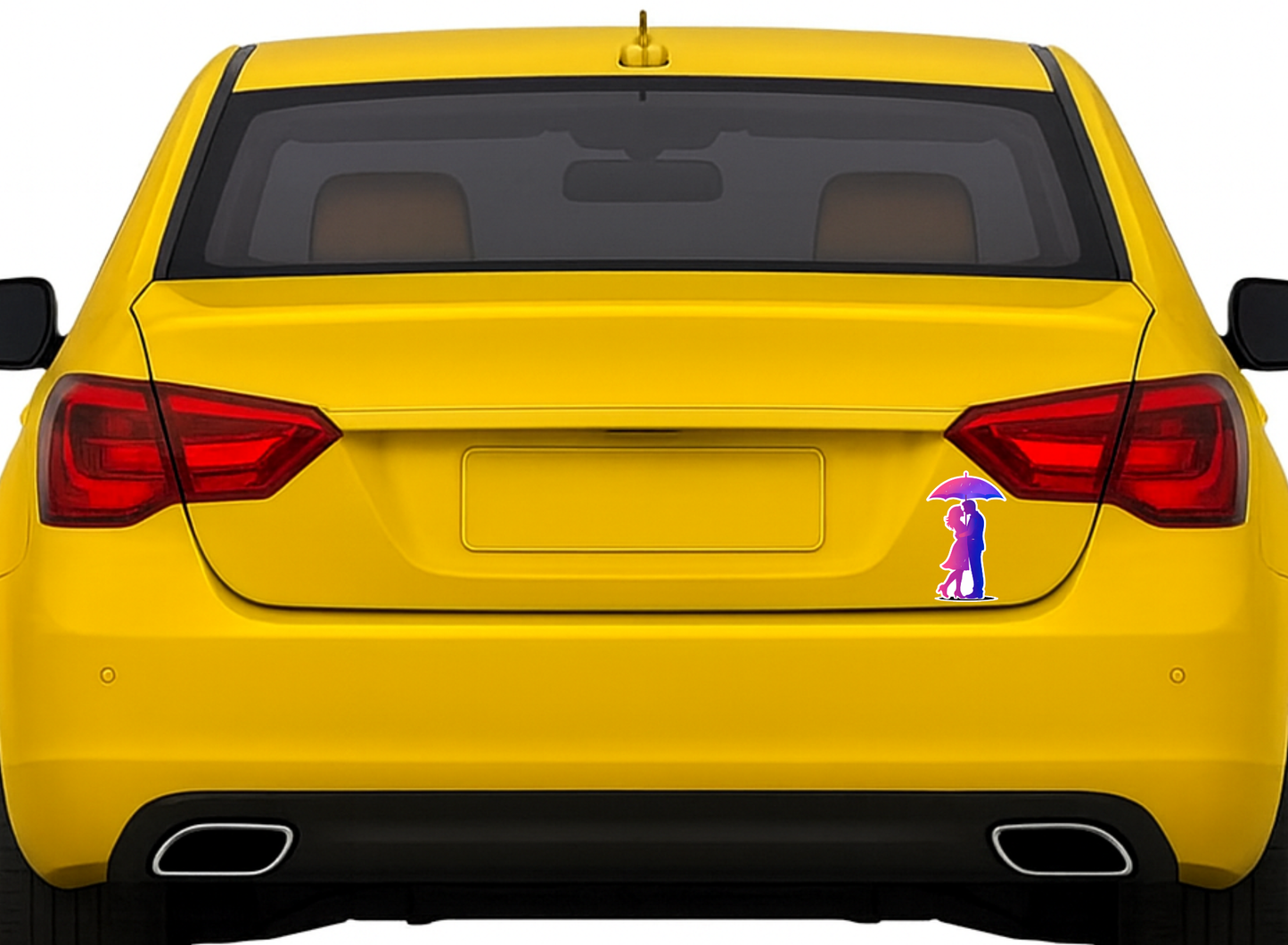 Smeeps Romantic Couple Under Umbrella Sticker – 10.16 × 6.10 cm (4 × 2.4 Inch) Premium Vinyl Decal | Love in Rain Design | Waterproof UV Resistant Wash Proof | Pack of 1