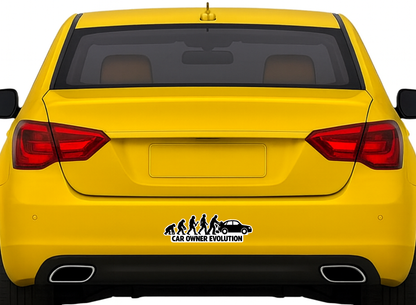Smeeps Car Owner Evolution Sticker – 12.7 × 4.07 cm (5 × 1.6 Inch) Waterproof Vinyl Car Decal | Funny Car Enthusiast Sticker | UV Resistant | Pack of 1