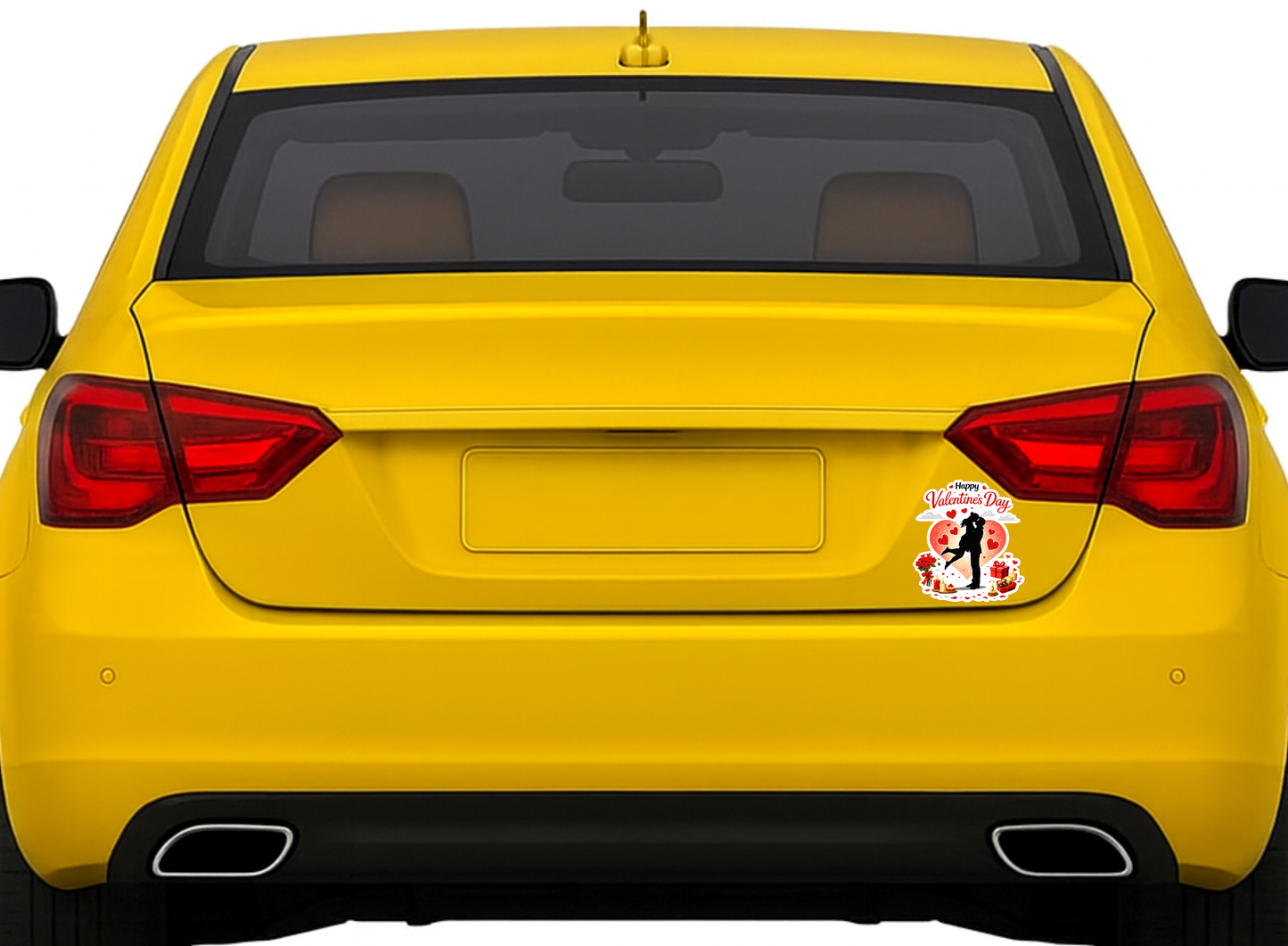 Smeeps Happy Valentine’s Day Kiss Couple Sticker – 10.16 × 9.15 cm (4 × 3.6 Inch) Premium Vinyl Decal | Romantic Love Heart Design | Waterproof UV Resistant Wash Proof | Pack of 1