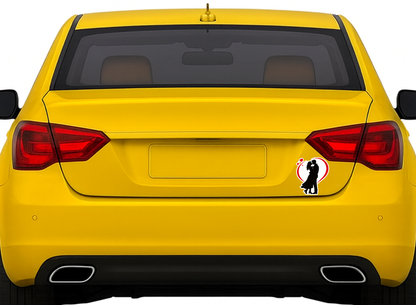 Smeeps Romantic Couple Hug Silhouette Sticker – 10.16 × 8.89 cm (4 × 3.5 Inch) Premium Vinyl Decal | Love Heart Embrace Design | Waterproof UV Resistant Wash Proof