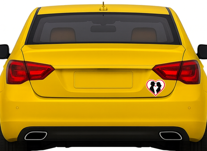 Smeeps Romantic Couple Heart Shape Sticker – 10.16 × 8.89 cm (4 × 3.5 Inch) Premium Vinyl Decal | Love Couple Silhouette Design | Waterproof UV Resistant Wash Proof | Pack of 1