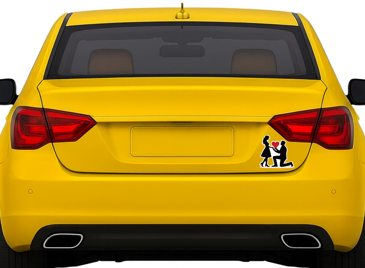 Smeeps Romantic Proposal Silhouette Sticker – 10.16 × 9.40 cm (4 × 3.7 Inch) Premium Vinyl Decal | Kneeling Proposal Heart Design | Waterproof UV Resistant Wash Proof | Pack of 1