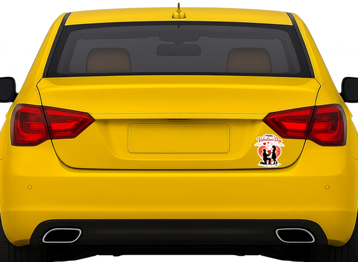 Smeeps Happy Valentine’s Day Proposal Couple Sticker – 10.16 × 9.40 cm (4 × 3.7 Inch) Premium Vinyl Decal | Romantic Kneeling Proposal Heart Design | Waterproof UV Resistant Wash Proof | Pack of 1