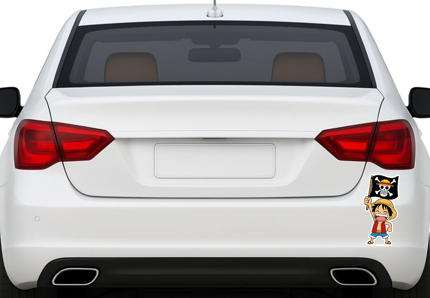 Smeeps Luffy Pirate Flag Sticker – 11.94 x 6.35 cm Car & Bike Decal | One Piece Anime Vinyl | Waterproof & UV Resistant