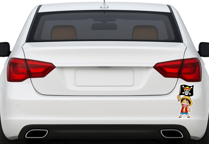 Smeeps Luffy Pirate Flag Sticker – 11.94 x 6.35 cm Car & Bike Decal | One Piece Anime Vinyl | Waterproof & UV Resistant