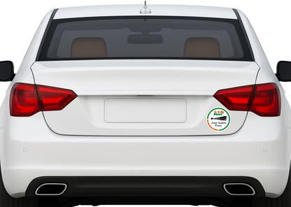 Smeeps AAP Logo Round Sticker – 10.16 cm / 4 Inch Car & Bike Vinyl Decal | Aam Aadmi Party Emblem | Waterproof & UV Resistant