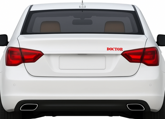 Smeeps DOCTOR Text Sticker – 16.3 x 3 cm Red Vinyl Decal | Professional Label for Car and Bike , Doors & Equipment | Wash-Proof & Durable