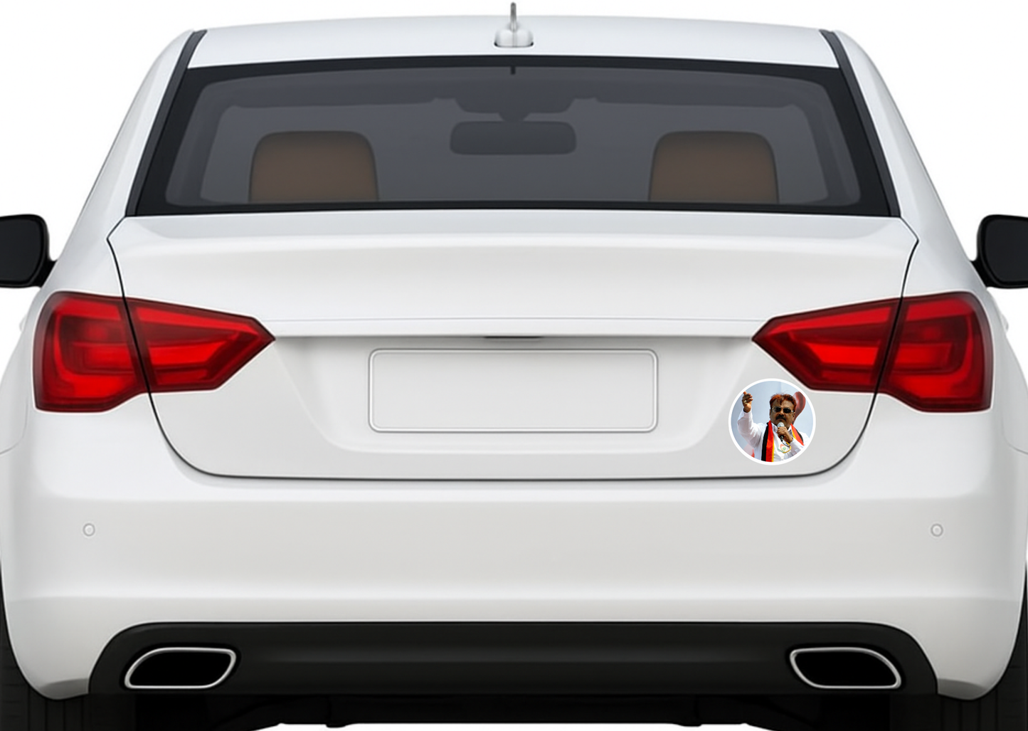 Smeeps Vijayakanth Portrait Round Sticker – 10.16 cm (4 Inch) Car & Bike Vinyl Decal | Waterproof UV Resistant Political Sticker