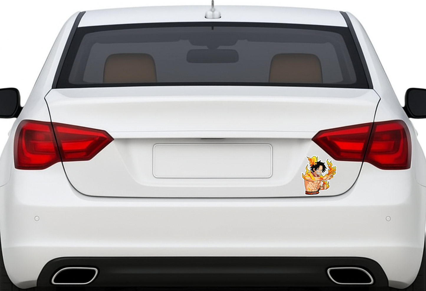 Smeeps Ace Fire Fist Anime Sticker – 8.89 x 10.16 cm Car & Bike Vinyl Decal | One Piece Inspired Waterproof Flame Design