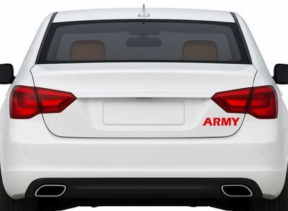 Smeeps ARMY Text Sticker – 14.1 x 3 cm Bold Red Vinyl Decal | Car Lettering | Military Style Font | Waterproof & UV-Resistant Design Font Used: Helvetica Bold