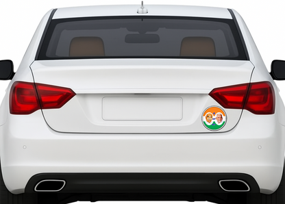 Smeeps Indian National Congress Dual Leader Round Sticker – 10.16 cm (4 Inch) Car & Bike Vinyl Decal | Waterproof UV Resistant Political Sticker
