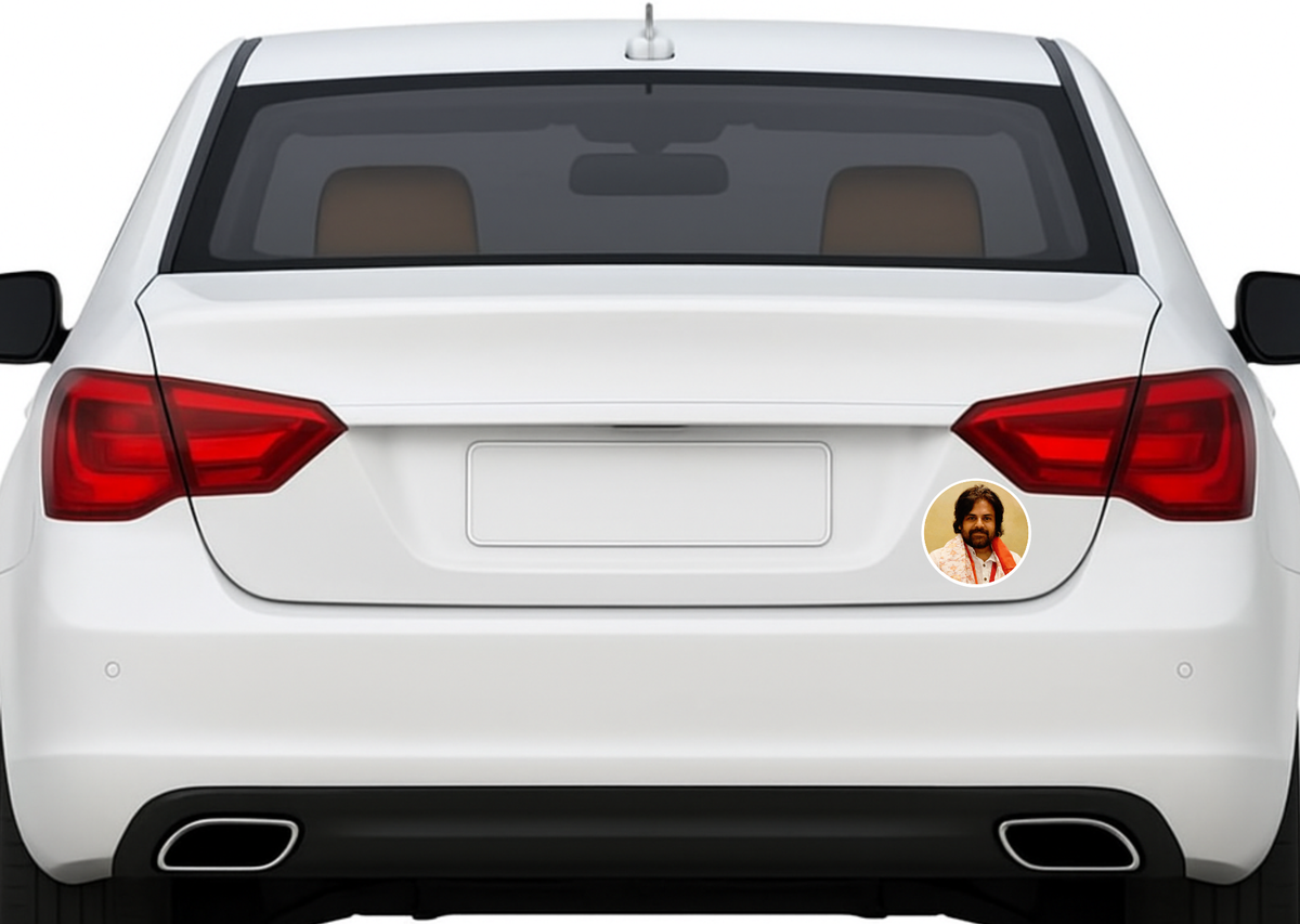 Smeeps Pawan Kalyan Sticker – 10.16 cm Round Car & Bike Vinyl Decal | Waterproof Political Leader Design