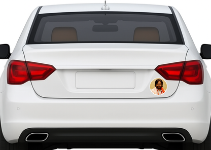 Smeeps Pawan Kalyan Sticker – 10.16 cm Round Car & Bike Vinyl Decal | Waterproof Political Leader Design