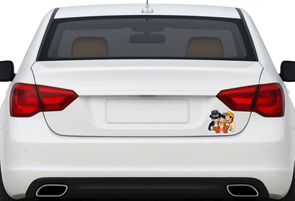 Smeeps One Piece Brothers Sticker – Luffy, Ace & Sabo Chibi Design | 10.16 x 8.64 cm Car & Bike Vinyl Decal | Waterproof & UV-Proof Anime Sticker