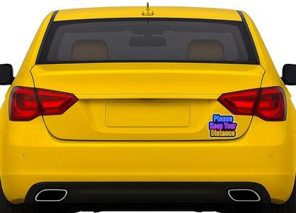 Smeeps “Please Keep Your Distance” Car Sticker – 12.2 x 10.16 cm Neon Glow Vinyl Decal | Waterproof & UV Resistant | Safety Alert Sticker for Car Rear Bumper & Backdoor