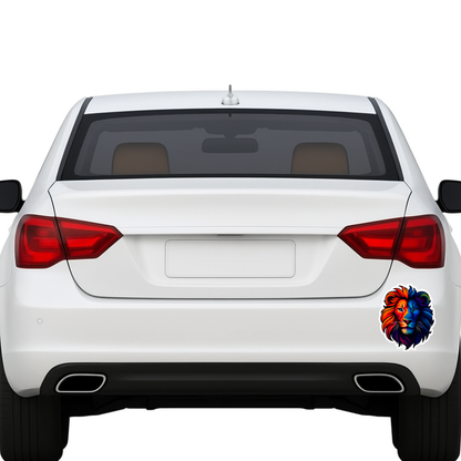 Smeeps Colourful Lion Head Sticker – 13.97 x 11.69 cm Car & Bike Vinyl Decal | Vibrant Multicolor Art Design | Waterproof & Fade-Resistant