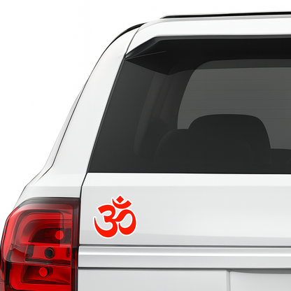 Smeeps Red Aum (Om) Sticker – 10.16 × 10.16 cm (4 × 4 Inch) Premium Vinyl Decal | Spiritual Hindu Symbol Design | Waterproof UV Resistant Wash Proof | Pack of 1