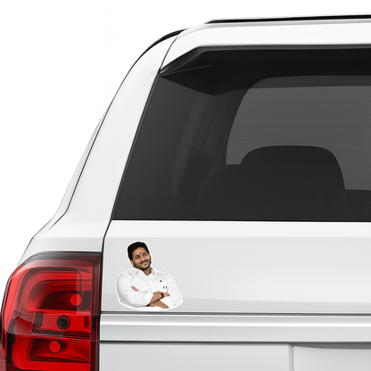 Smeeps Political Leader Vinyl Sticker – 10.16 × 9.66 cm (4 × 3.8 Inch) Waterproof Car Bike Laptop Decal | UV Resistant Wash Proof Premium Die-Cut Portrait Sticker | Pack of 1