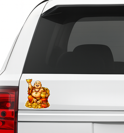 Smeeps Lord Kubera Wealth God Sticker – 11.43 × 10.16 cm (4.5 × 4 Inch) Feng Shui Prosperity Vinyl Decal for Car & Bike | Waterproof UV Resistant Religious Sticker