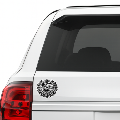 Smeeps Eagle Compass Car Sticker – 11.43 × 10.42 cm (4.5 × 4.1 Inch) Waterproof Vinyl Decal for Cars & Bikes | Black Eagle Head Compass Design | UV Resistant Washproof Automotive Sticker | Pack of 1