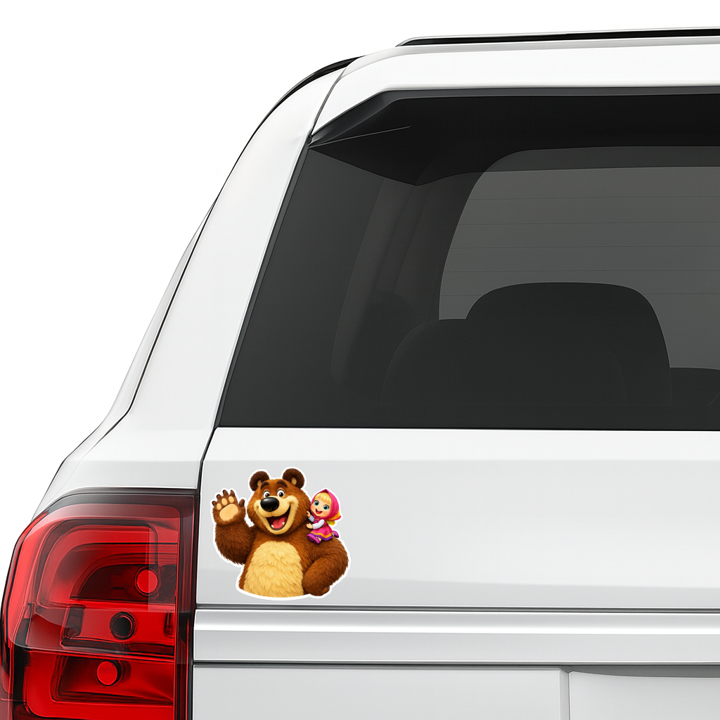 Smeeps Cute Bear Cartoon Vinyl Sticker – 10.67 × 10.16 cm (4.2 × 4 Inch) Waterproof Kids Cartoon Sticker for Bike, Car, Laptop & Helmet | Premium Die-Cut Decal | Pack of 1
