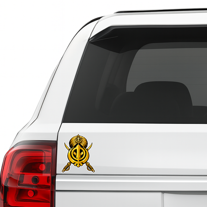 Smeeps Khanda Symbol Vinyl Sticker – 10.16 × 8.64 cm (4 × 3.4 Inch) Waterproof Sikh Khalsa Decal | Religious Bike & Car Sticker | UV Resistant Wash Proof | Pack of 1