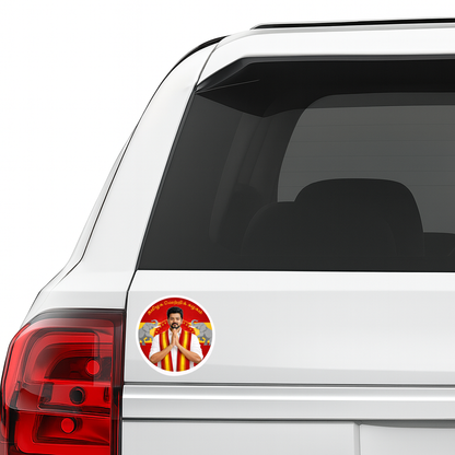 Smeeps Vijay TVK Circular Car Sticker – 10.16 × 10.16 cm (4 × 4 Inch) Premium Vinyl Decal | Tamilaga Vettri Kazhagam Theme | Waterproof UV Resistant Wash Proof | Pack of 1