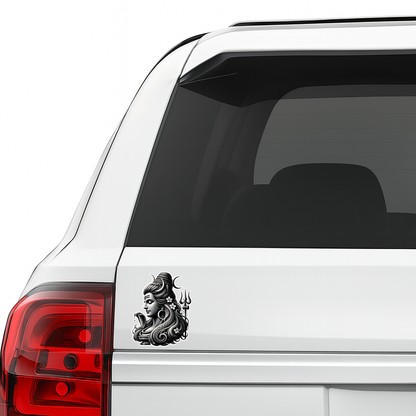 Smeeps Lord Shiva Vinyl Sticker – 9.15 × 11.43 cm (3.6 × 4.5 Inch) Premium Waterproof Mahadev Decal | Monochrome Shiv Portrait Design | UV Resistant Wash Proof | Pack of 1