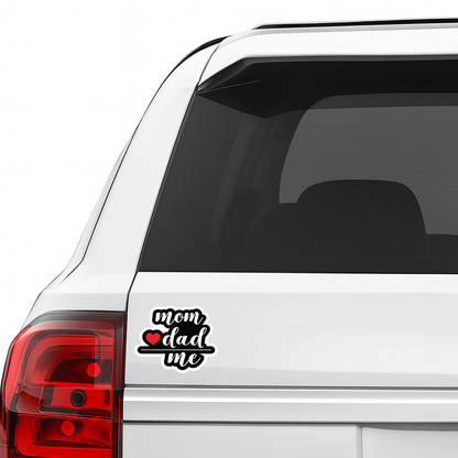Smeeps Mom Dad Me Vinyl Sticker – 10.16 × 8.13 cm (4 × 3.2 Inch) Waterproof Family Love Sticker | UV Resistant Cute Family Quote Decal for Car, Bike, Laptop & Helmet | Pack of 1