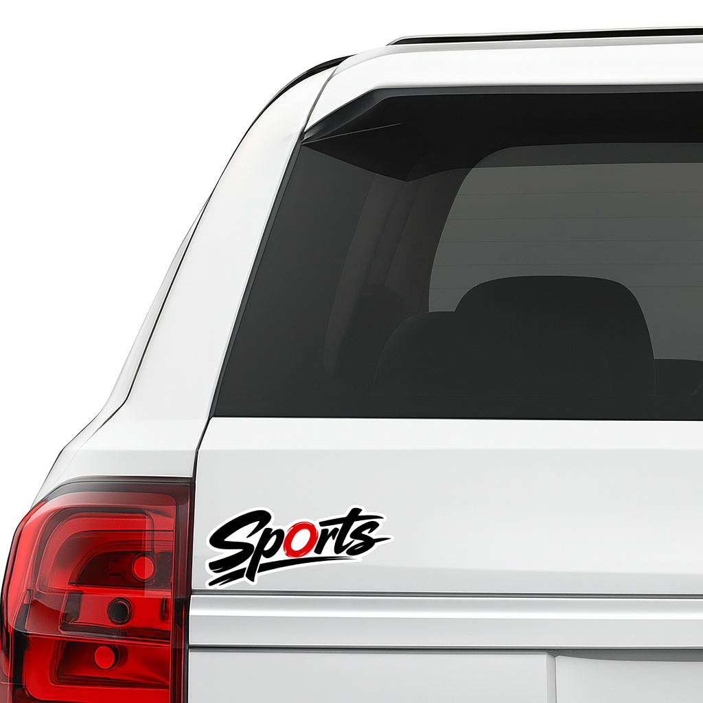 Smeeps Sports Typography Sticker – 12.7 × 5.59 cm (5 × 2.2 Inch) Waterproof Vinyl Car & Bike Decal | Stylish Sports Logo Graphic | UV Resistant Washproof Automotive Sticker | Pack of 1