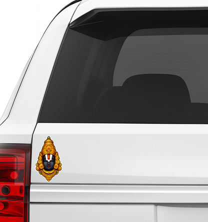 Smeeps Lord Balaji Face Sticker – 11.43 × 6.60 cm (4.5 × 2.6 Inch) Hindu Religious Vinyl Decal for Car & Bike | Waterproof UV Resistant Tirupati God Sticker